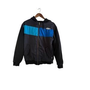 Volcom Men’s Vester Reversible Hoodie Jacket Black Blue Zip Up Size Large